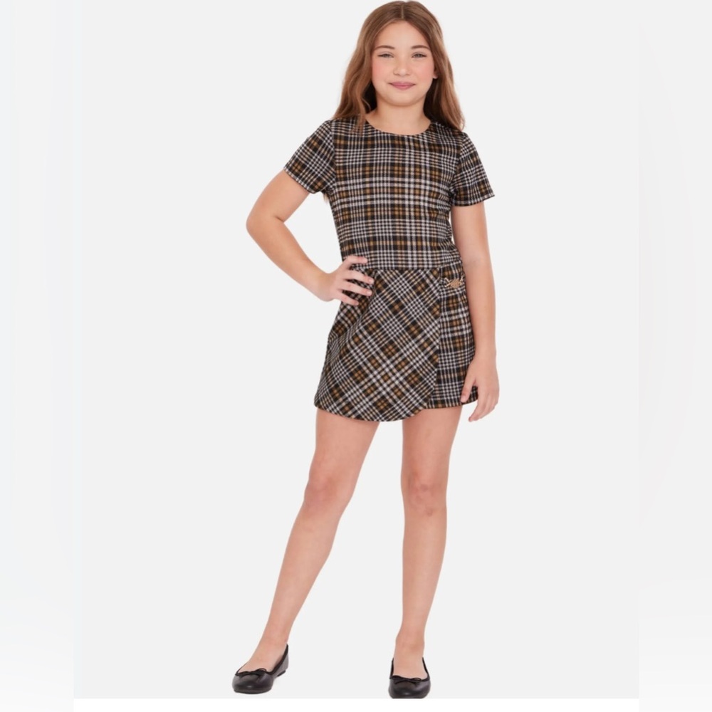 Bonnie Jean Black and Gray Dress Girls’ Skirted Romper – Size 14 – NWT